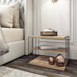 Hanah Home Mesa Lateral de 2 Niveles Pino Atlántico y Negro